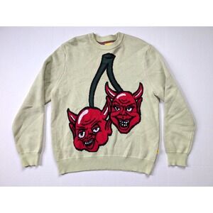 Golf Wang Devil Cherry Jacquard Sweater Medium Seafoam Green Cotton 2023